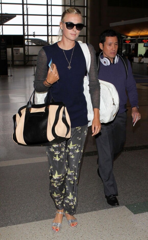Maria Sharapova lors de son arrivée à l'aéroport de Los Angeles le 7 février 2013