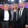 Michel Drucker, Cécile de France et Jean Dujardin après l'émission Vivement Dimanche à Paris le 20 février 2013. Le programme sera diffusé le 24 février.