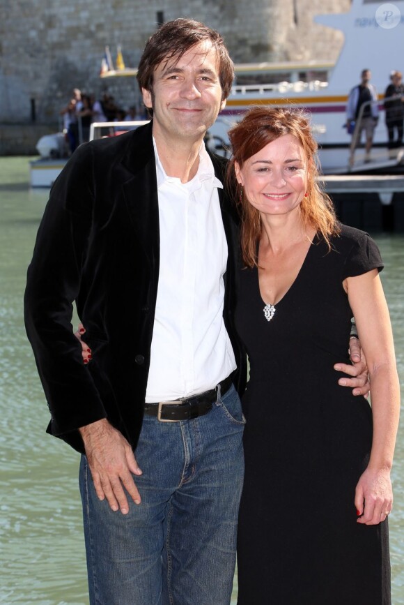 Christelle Reboul et son partenaire à l'écran, Thierry Samitier, à La Rochelle, le 15 septembre 2012.