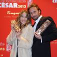 Les Espoirs 2013 Izïa Higelin (Mauvaise fille) et Matthias Schoenaerts (De rouille et d'os) lors de la cérémonie des César à Paris au sein du théâtre du Châtelet le 22 février 2013