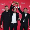 Benjamin Renner, Vincent Patar et Stéphane Aubier (meilleur film d'animation pour Ernest et Célestine) lors de la cérémonie des César à Paris au sein du théâtre du Châtelet le 22 février 2013