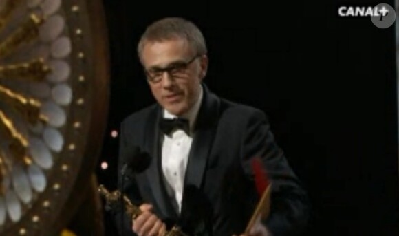 Christoph Waltz lors des Oscars 2013 : il a obtenu le prix du meilleur second rôle (Django Unchained)