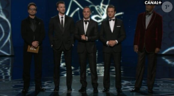 Robert Downey Jr., Chris Evans, Mark Ruffalo, Jeremy Renner et Samuel L. Jackson le 24 février lors des Oscars 2013