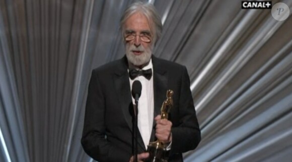 Michael Haneke, réalisateur d'Amour, meilleur film étranger, lors des Oscars 2013