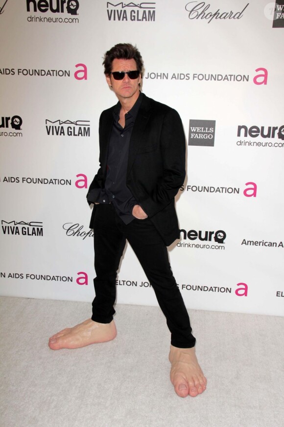 Jim Carrey à la soirée organisée par la fondation Elton John, en marge des Oscars, le 24 février 2013.