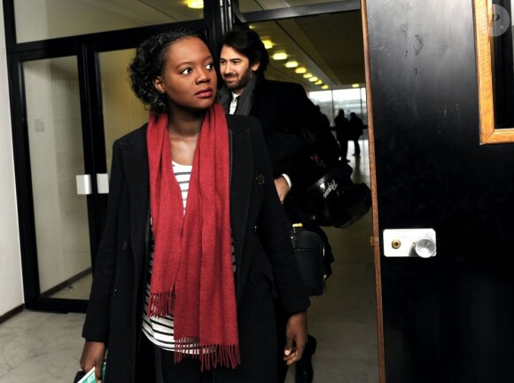 Rama Yade, 36 ans, enceinte, arrive au tribunal de Nanterre, le 28 février 2013.