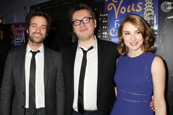 Romain Duris, Régis Roinsard et Déborah François lors du Rendez-vous with French Cinema pour la première du film Populaire à New York, le 28 février 2013.