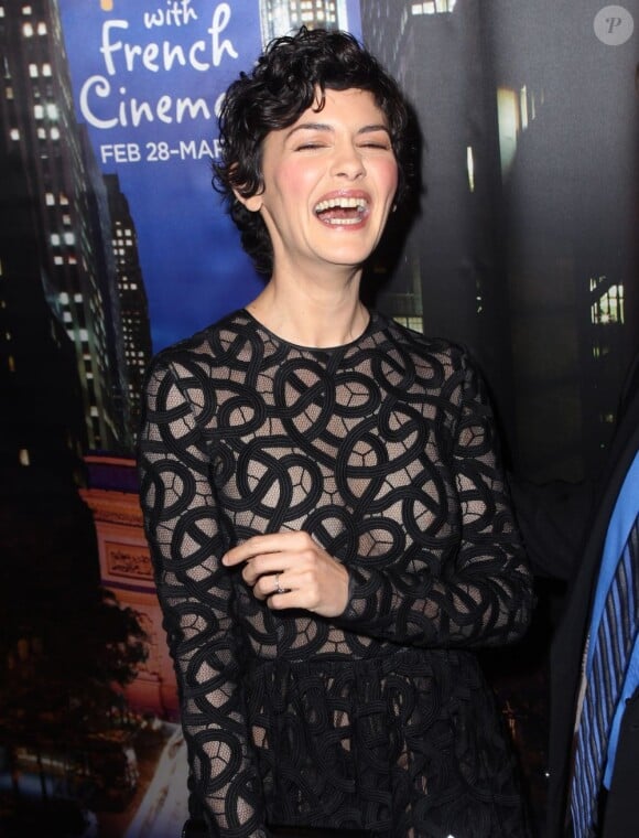 Audrey Tautou tout en rire lors du Rendez-vous with French Cinema pour lequel le film Populaire fait l'ouverture, à New York, le 28 février 2013.