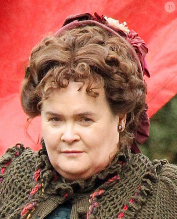 Exclusif - Susan Boyle fait ses débuts au cinéma dans le film The Christmas Candle le 28 février 2013, à Oxfordshire.