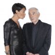 Charles Aznavour et Alessandra Sublet lors de l'enregistrement de l'émission Hier Encore à l'Olympia (diffusée le 2 mars) à Paris le 10 janvier 2013
