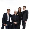 Charles Aznavour, Dany Brillant, Hélène Ségara et Bénabar lors de l'enregistrement de l'émission Hier Encore à l'Olympia (diffusée le 2 mars) à Paris le 10 janvier 2013