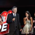 Andrea Bocelli, Alessandra Sublet, Charles Aznavour et Tal lors de l'enregistrement de l'émission Hier Encore à l'Olympia (diffusée le 2 mars) à Paris le 10 janvier 2013
