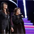 La grande Sophie et Agnès Jaoui lors de l'enregistrement de l'émission Hier Encore à l'Olympia (diffusée le 2 mars) à Paris le 10 janvier 2013