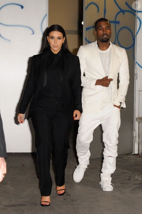 Kim Kardashian et Kanye West attending à la soirée Diesel à Paris le 3 mars 2013