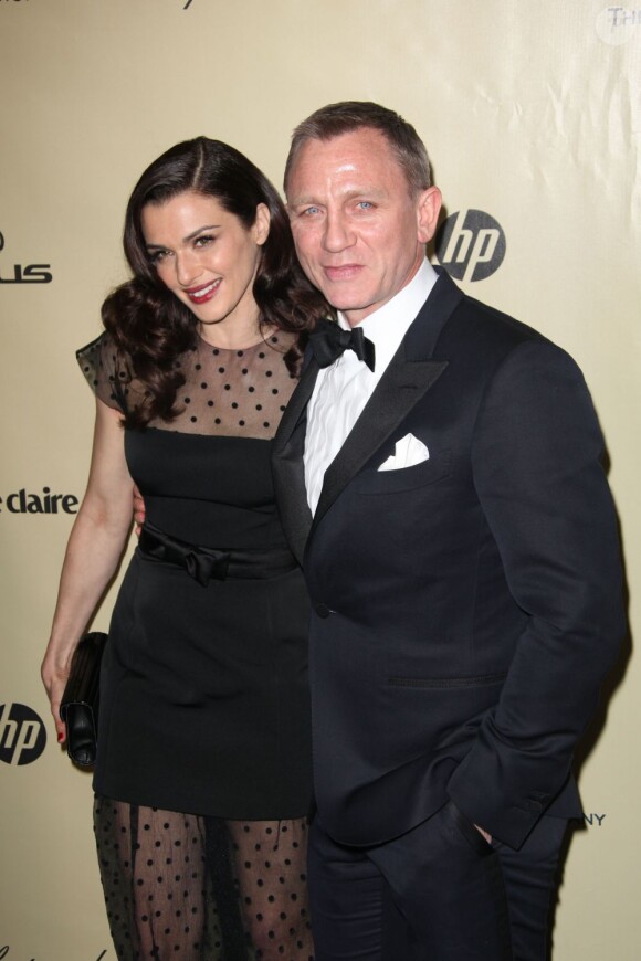 Rachel Weisz électrique au côté de son mari Daniel Craig lors de la soirée Golden Globes organisée par Weinstein au Beverly Hilton Hotel le 13 janvier 2013.