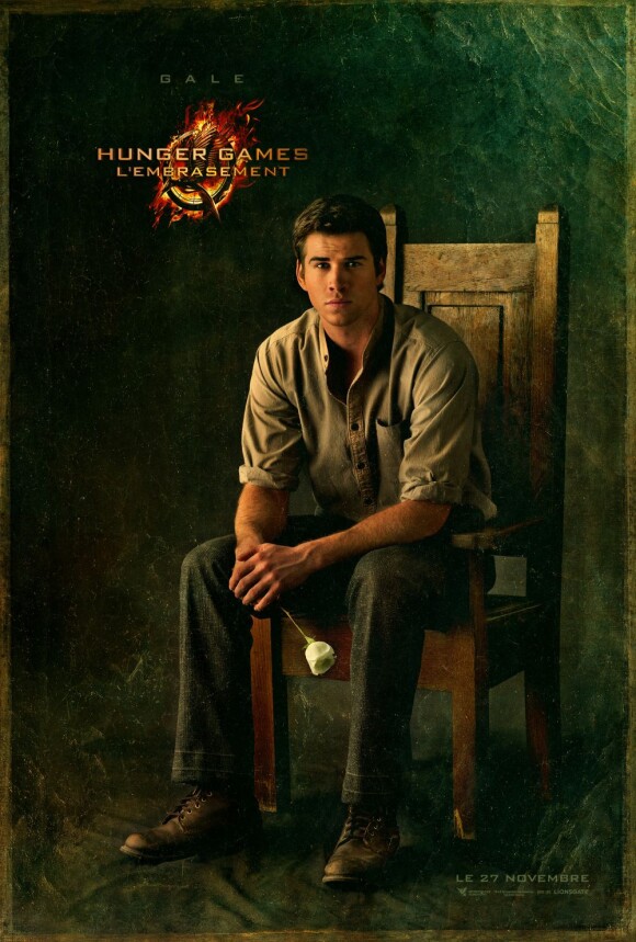 Affiche du film Hunger Games 2 - L'Embrasement avec Gale, incarné par Liam Hemsworth