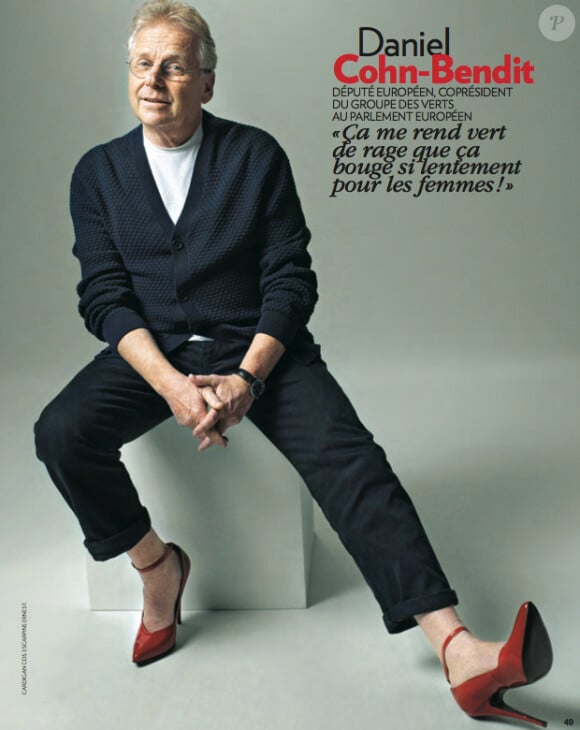Daniel Cohn-Bendit a posé avec des talons dans le numéro de mars 2013 du magazine Marie Claire. Photo publiée avec l'aimable autorisation de Marie Claire.