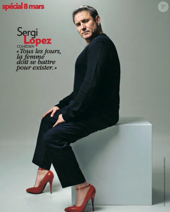 Sergi Lopez a posé avec des talons dans le numéro de mars 2013 du magazine Marie Claire. Photo publiée avec l'aimable autorisation de Marie Claire.