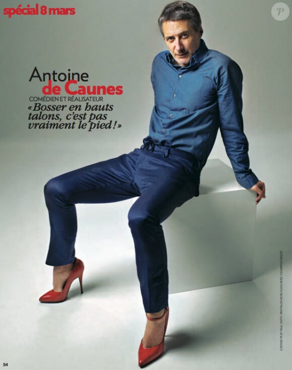 Antoine de Caunes a posé avec des talons dans le numéro de mars 2013 du magazine Marie Claire. Photo publiée avec l'aimable autorisation de Marie Claire.