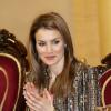 La princesse Letizia d'Espagne préside une cérémonie pour la Fédération espagnole des maladies rares (FEDER), à Madrid, le 8 mars 2013.