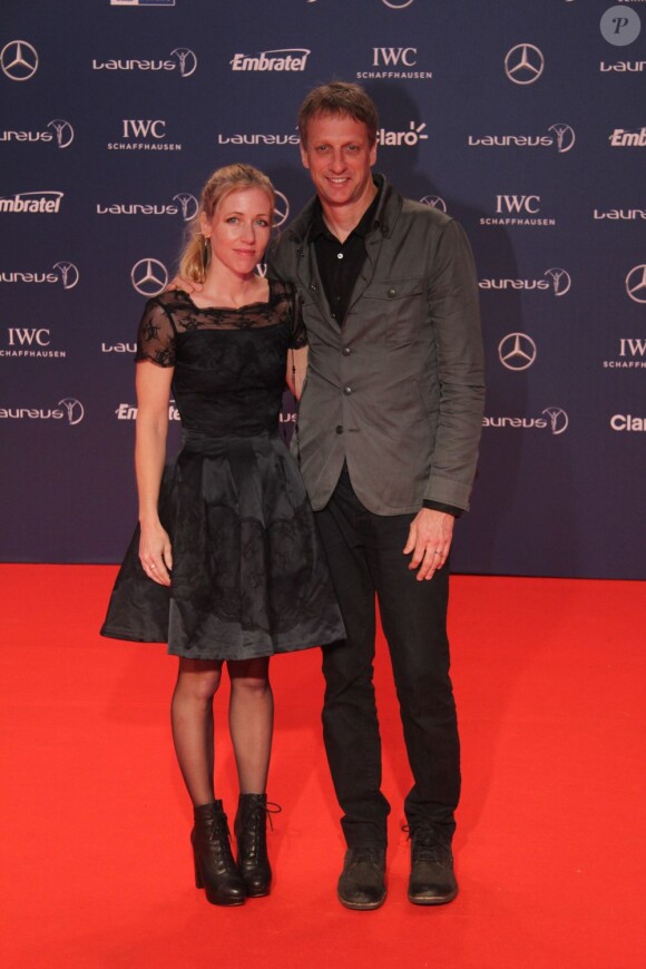 Tony Hawk et sa femme lors de la soirée des Laureus Awards à Rio de Janeiro le 11 mars 2013