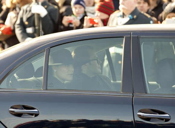 La princesse Victoria et son époux le prince Daniel lors des obsèques de la princesse Lilian de Suède le 16 mars 2013 à Stockholm