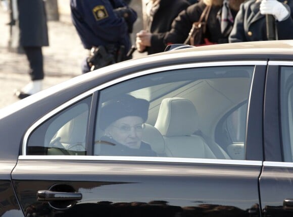 La Reine Margrethe du Danemark lors des obsèques de la princesse Lilian de Suède le 16 mars 2013 à Stockholm