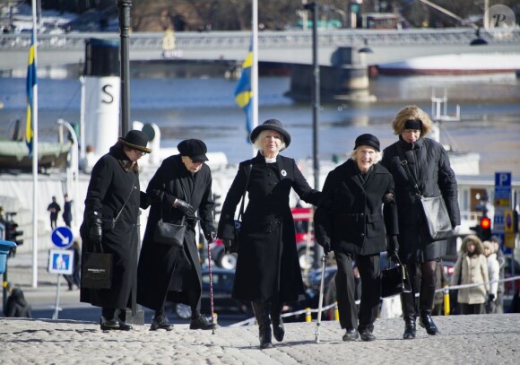 De nombeux invités avaient répondu présents lors des funérailles de la princesse Lilian de Suède, le 16 mars 2013 à Stockholm