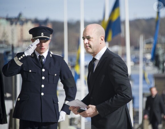 Fredrik Reinfeldt, premier ministre suédois lors des funérailles de la princesse Lilian de Suède, le 16 mars 2013 à Stockholm