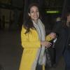 Exclusif - Rosario Dawson arrive à l'aéroport d'Heathrow de Londres, en provenance de Los Angeles, le 18 mars 2013.