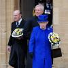 La reine Elizabeth II, accompagnée de son époux le duc d'Edimbourg, prenait part le 28 mars 2013 à la messe de célébration du Jeudi saint donnée à la cathédrale d'Oxford.
