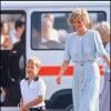 La princesse Diana avec le prince William à un match de polo le 23 juillet 1989.