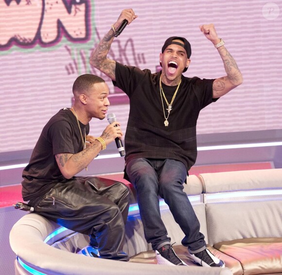 Chris Brown au BET 106 and Park à New York le 1er avril 2013. Le matin, il se confiait à Matt Lauer dans le Today Show.