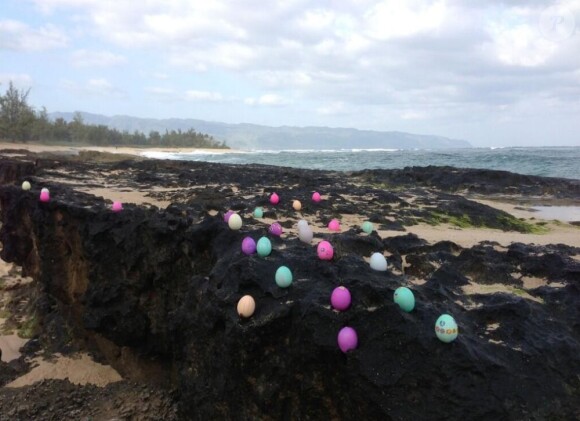 Heidi Klum a organisé une chasse aux oeufs sur la plage à Hawaï. Le 31 mars 2013.