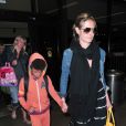 Heidi Klum, Martin Kirsten et les enfants du mannequin Henry, Leni, Johan et Lou à l'aéroport de Los Angeles, le 1er avril 2013.
