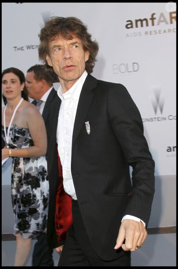 Mick Jagger à la soirée pour l'amfAR à Cannes en 2010.