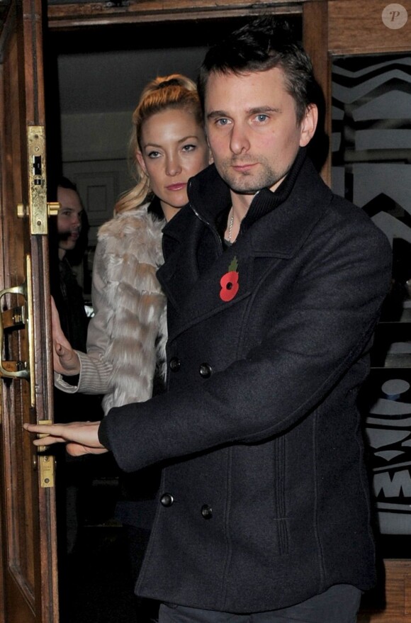 Kate Hudson et Matthew Bellamy quittent un club à Londres, le 7 novembre 2012.