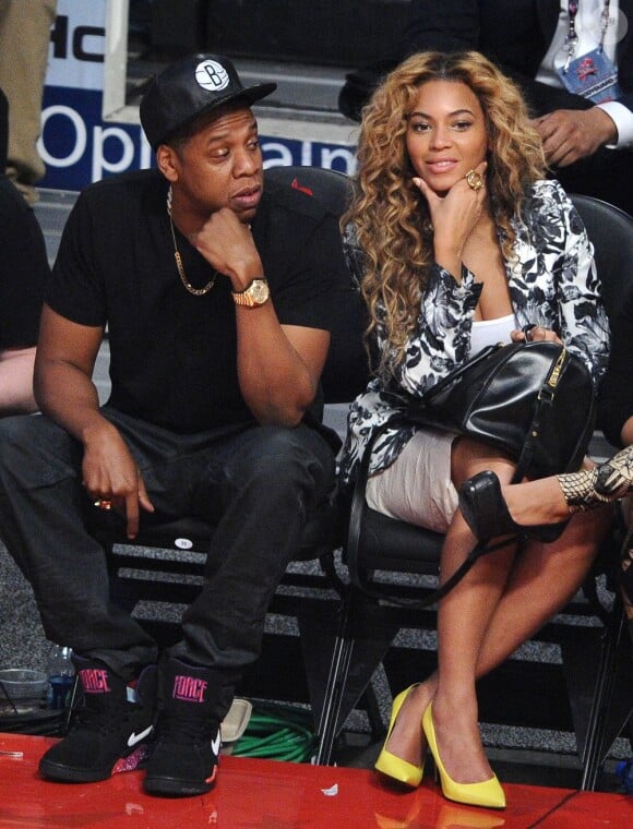 Jay-Z et Beyoncé Knowles au NBA All-Star Game au Toyota Center à Houston,le 17 février 2013.