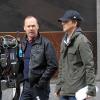 Michael Keaton et Edward Norton lors du tournage de Birdman à New York le 1er avril 2013.