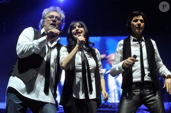 Patrick Hernandez, Lio et Jean-Luc Lahaye lors du concert Stars 80 à Bercy, le vendredi 12 avril 2013.