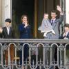 La princesse Marie et le prince Joachim de Danemark avec leurs enfants Athena, Henrik, nikolai et Felix pour les 73 ans de la reine Margrethe II, le 16 avril 2013 à Copenhague.