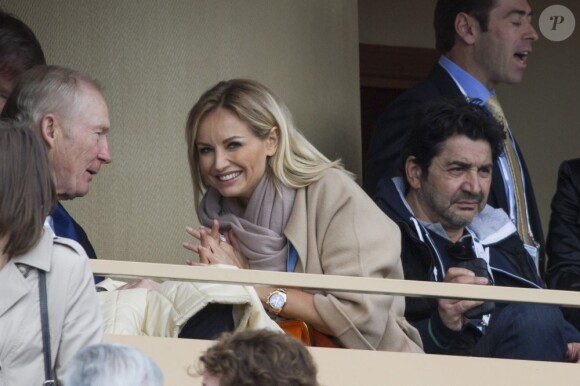 Adriana Karembeu et son compagnon André Ohanian en loges au Rolex Masters de Monte-Carlo le 20 avril 2013