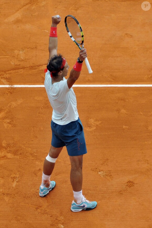 Rafael Nadal a triomphé de Jo-Wilfried Tsonga en demi-finale du Rolex Masters de Monte-Carlo le 20 avril 2013