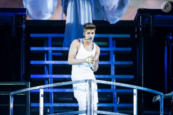 Justin Bieber sur scène à Stockholm, le 23 avril 2013.