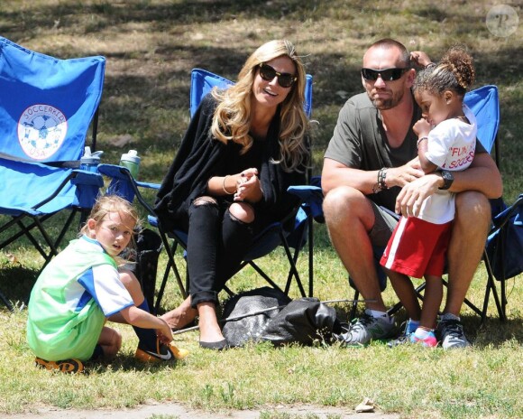 Please hide the child's face prior to the publication. Heidi Klum seen very happy while taking her kids to play Soccer with her boyfriend Martin Kristen at the park in Brentwood, Los Angeles, CA, USA, on Saturday April 27, 2013. Photo by Limelightpics.US/ABACAPRESS.COM28/04/2013 - Los Angeles