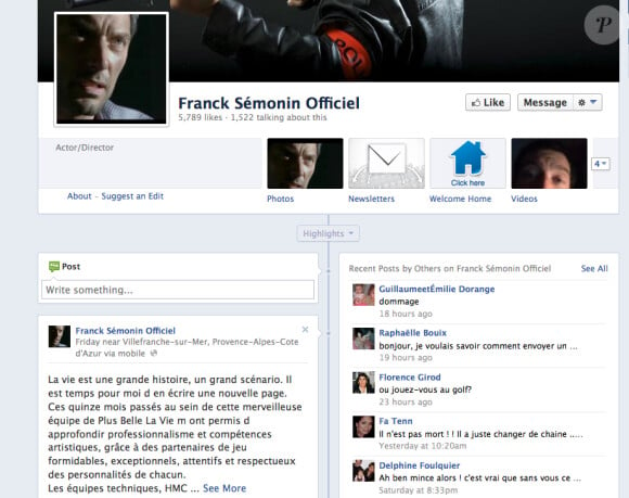 Page Facebook de Franck Sémonin