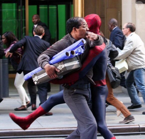 Jamie Foxx sur le tournage de The Amazing Spider-Man 2 à New York le 28 avril 2013.