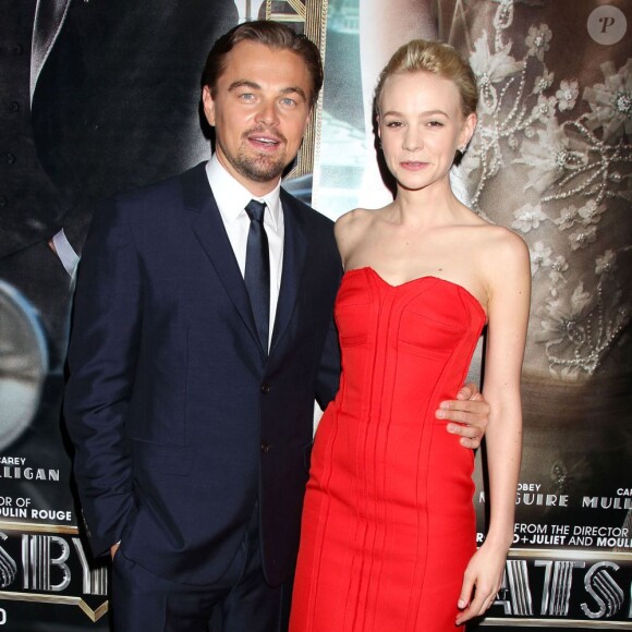 Leonardo DiCaprio et Carey Mulligan à la première mondiale de Gatsby le Magnifique au Lincoln Center de New York City, le 1er mai 2013.