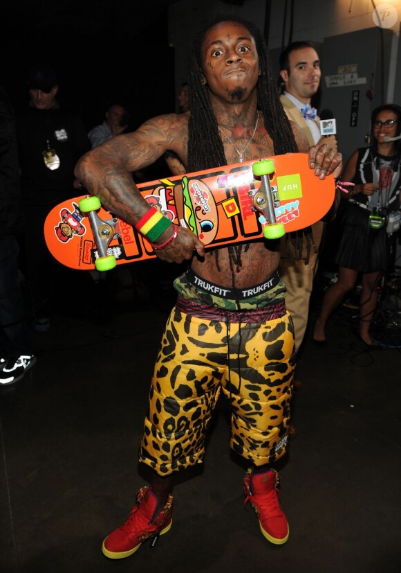 Lil Wayne dans les coulisses des MTV Video Music Awards au Staples Center de Los Angeles, le 6 septembre 2012.