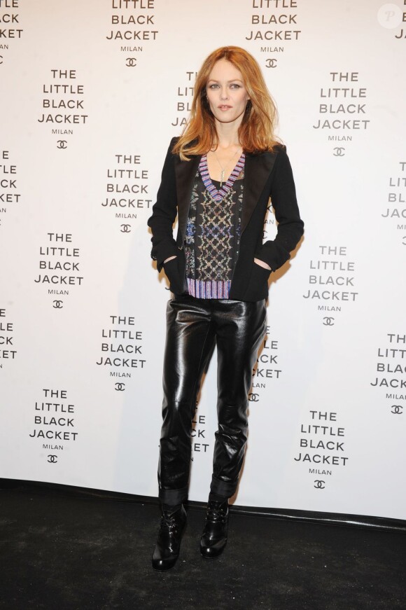 Vanessa Paradis - Exposition "The Little Black Jacket" (Chanel) à Milan, le 4 avril 2013.
